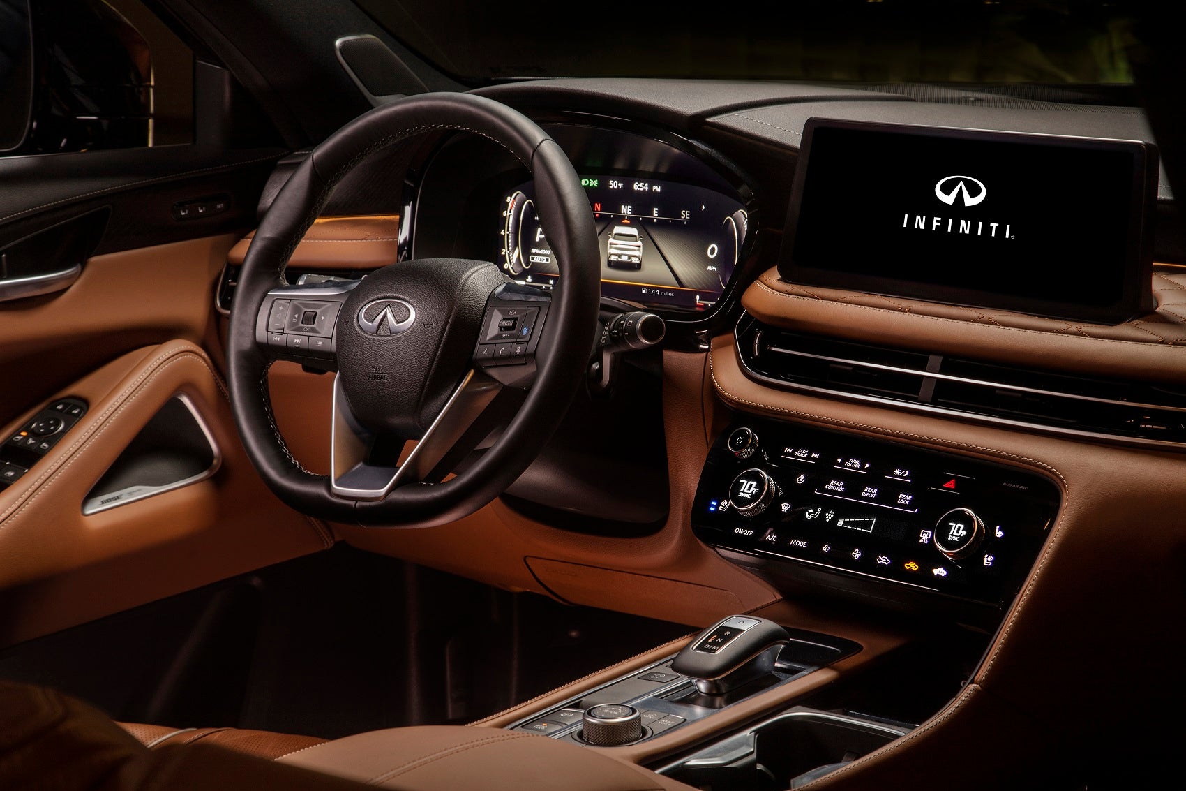 Interior and dashboard of a new INFINITI QX60